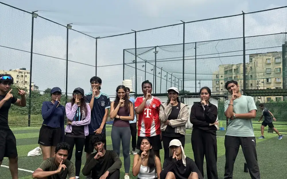 The Verve crew posing together on the turf at Campus 25