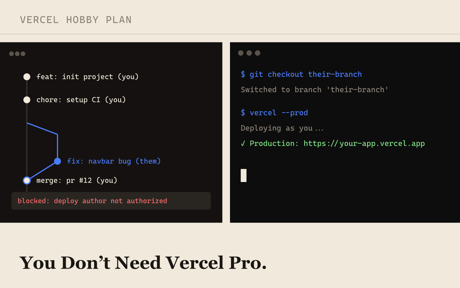 You Don't Need Vercel Pro. You Need a Fork (or a Merge Button).