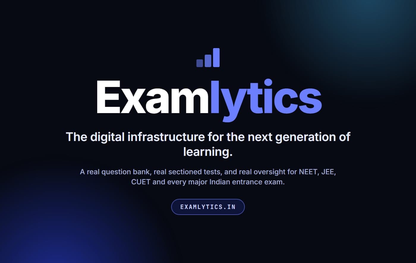 Examlytics homepage screenshot